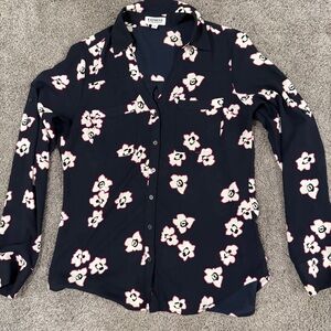 Express Dark Blue Floral Portofino Shirt